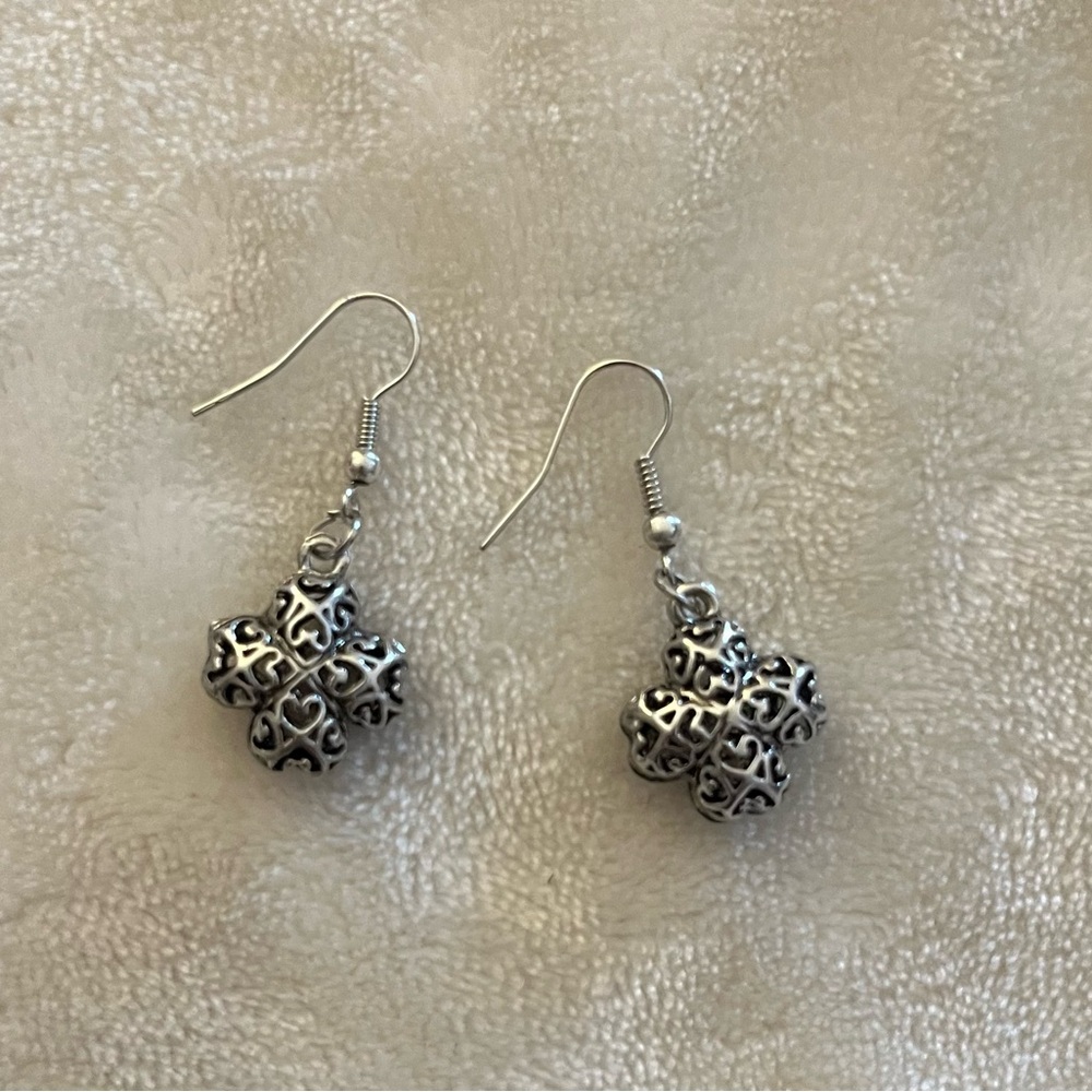 Silver Dangle Cross Earrings